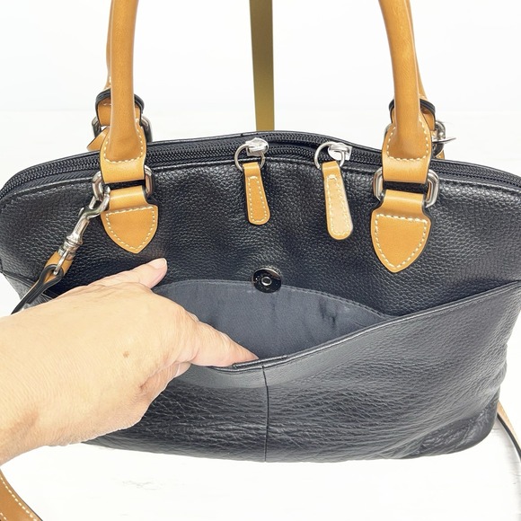 Giani Bernini Black Pebble Leather Satchel Bag Purse Crossbody Everyday Casual - Picture 4 of 11